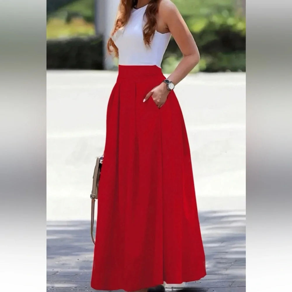 Elegant Apricot Women's Maxi Skirt